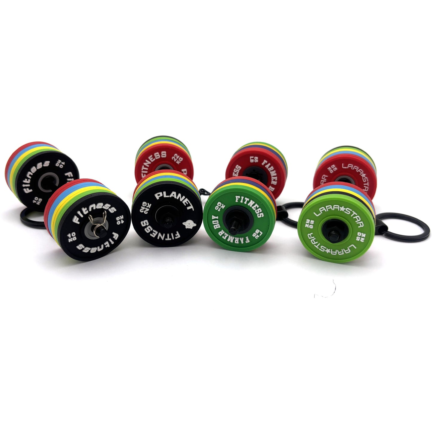 PVC detachable barbell plate mini keychain Metal barbell keychain