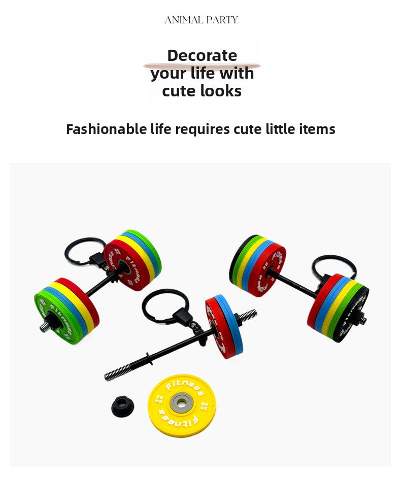 PVC detachable barbell plate mini keychain Metal barbell keychain
