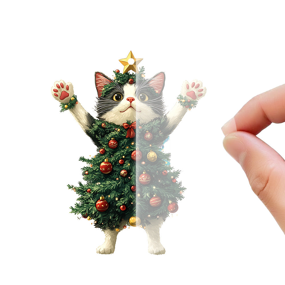 Christmas Tree Kitten Keychain Suitable for Keychains, Bags, Car Rearview Mirrors, Backpack Pendants