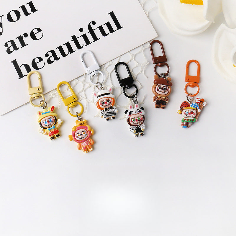 Cartoon Cute Exquisite Outfit Labubu Keychain Pendant Daily Versatile Adorable Accessory Small Bag Charm