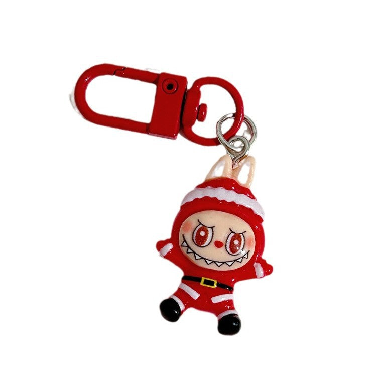 Christmas Labubu Keychain Cartoon Cute Girly Student Backpack Pendant Christmas Best Friend Gift Pendant