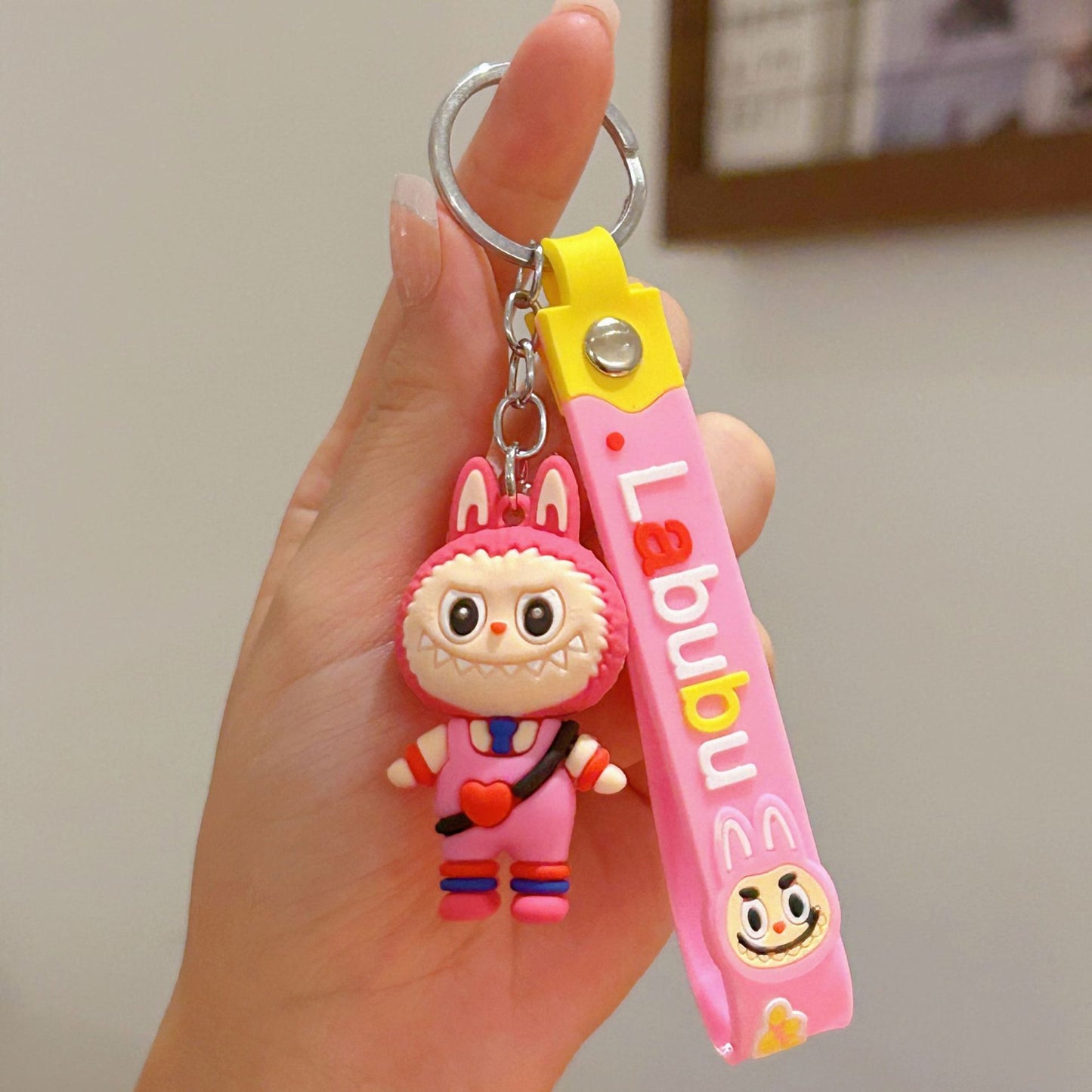 Heart-shaped Labubu Plush Keychain Plush Backpack Pendant Couple Pendant