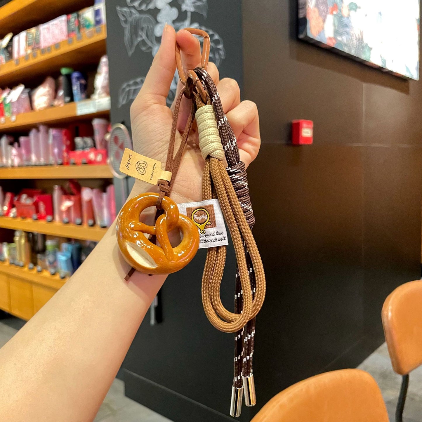 Alkaline water bread keychain cute bread pendant decoration