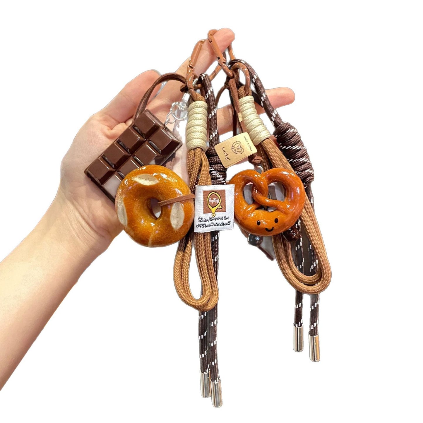 Alkaline water bread keychain cute bread pendant decoration