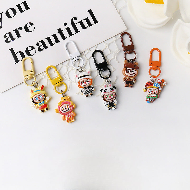 Cartoon Cute Exquisite Outfit Labubu Keychain Pendant Daily Versatile Adorable Accessory Small Bag Charm
