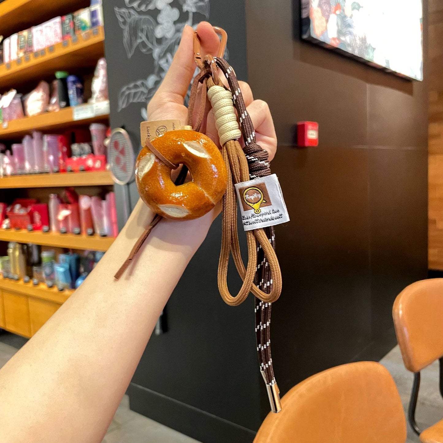 Alkaline water bread keychain cute bread pendant decoration