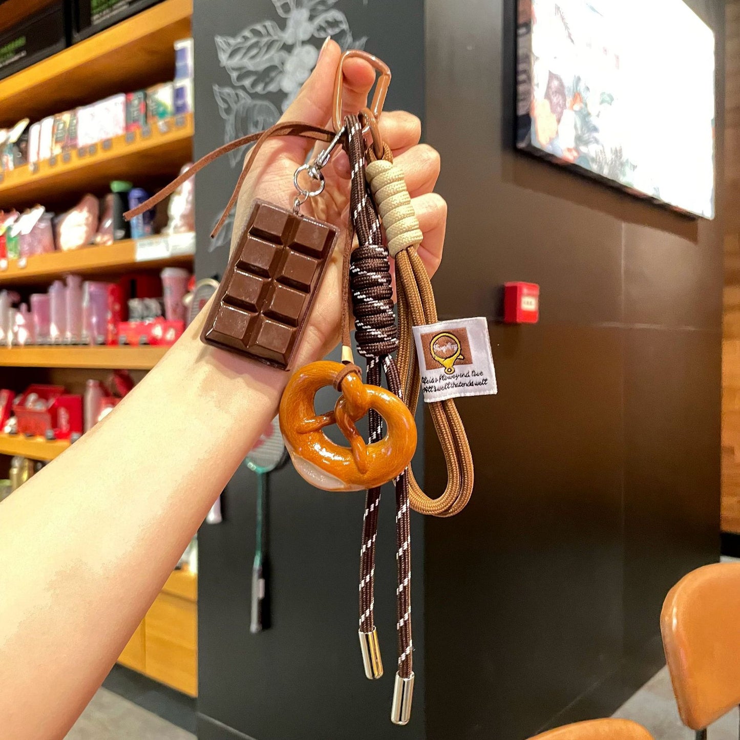 Alkaline water bread keychain cute bread pendant decoration