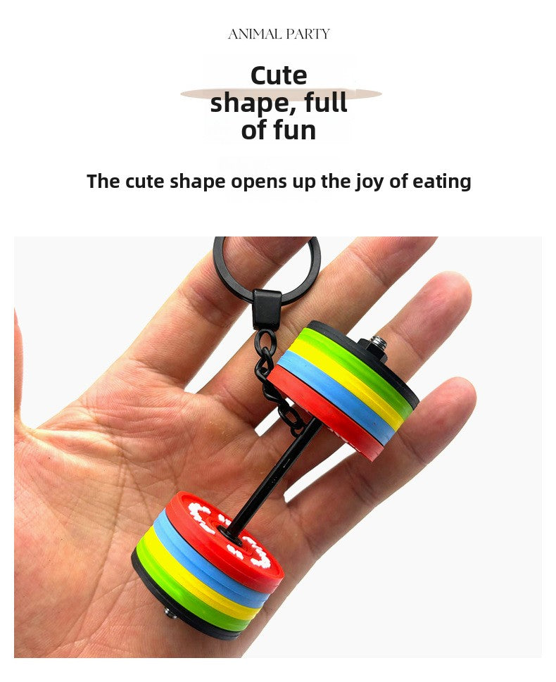 PVC detachable barbell plate mini keychain Metal barbell keychain