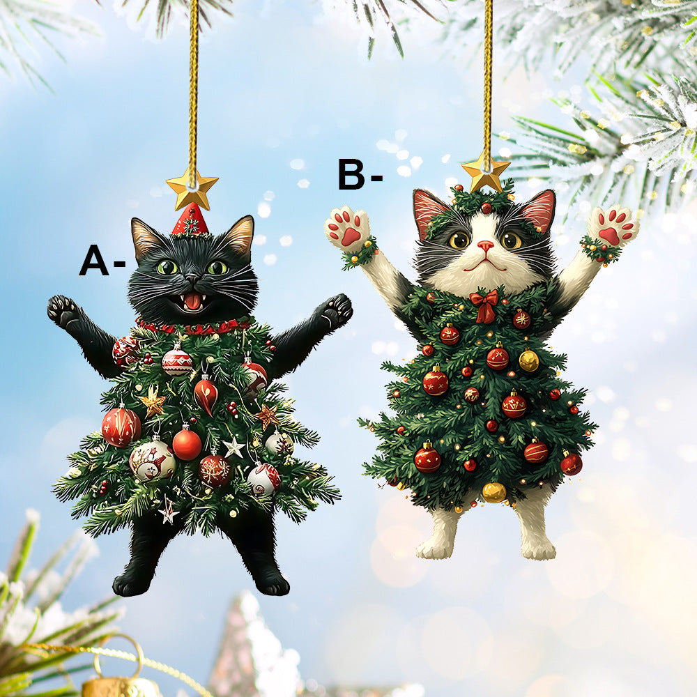Christmas Tree Kitten Keychain Suitable for Keychains, Bags, Car Rearview Mirrors, Backpack Pendants