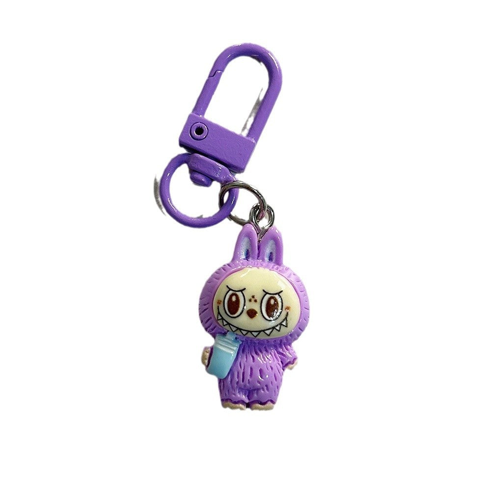 Labubu Milk Tea Cup Labubu Keychain Cute Girly Heart Colorful Student Backpack Cartoon Plush Pendant