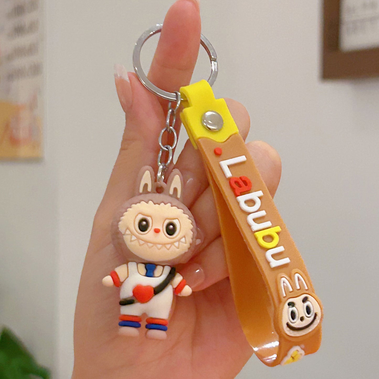Heart-shaped Labubu Plush Keychain Plush Backpack Pendant Couple Pendant