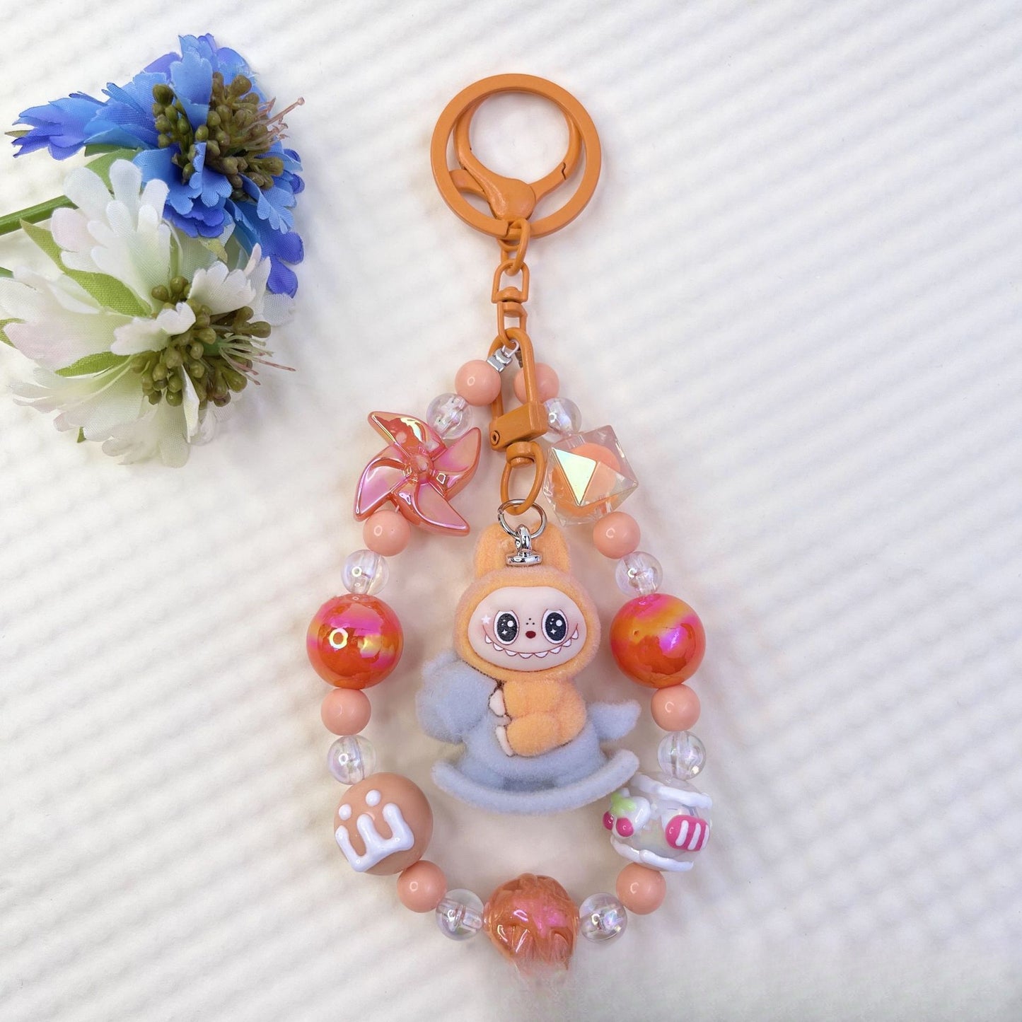 New Flocked Wizard Labubu Hot-Selling Cute Particle Phone Chain Keychain Bag Plush Pendant Accessories Wholesale