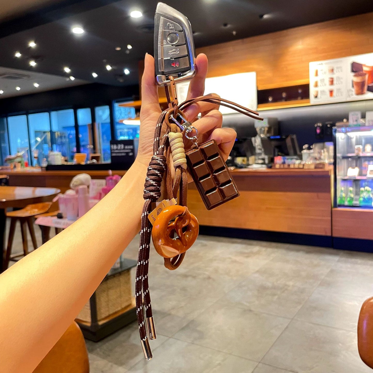 Alkaline water bread keychain cute bread pendant decoration