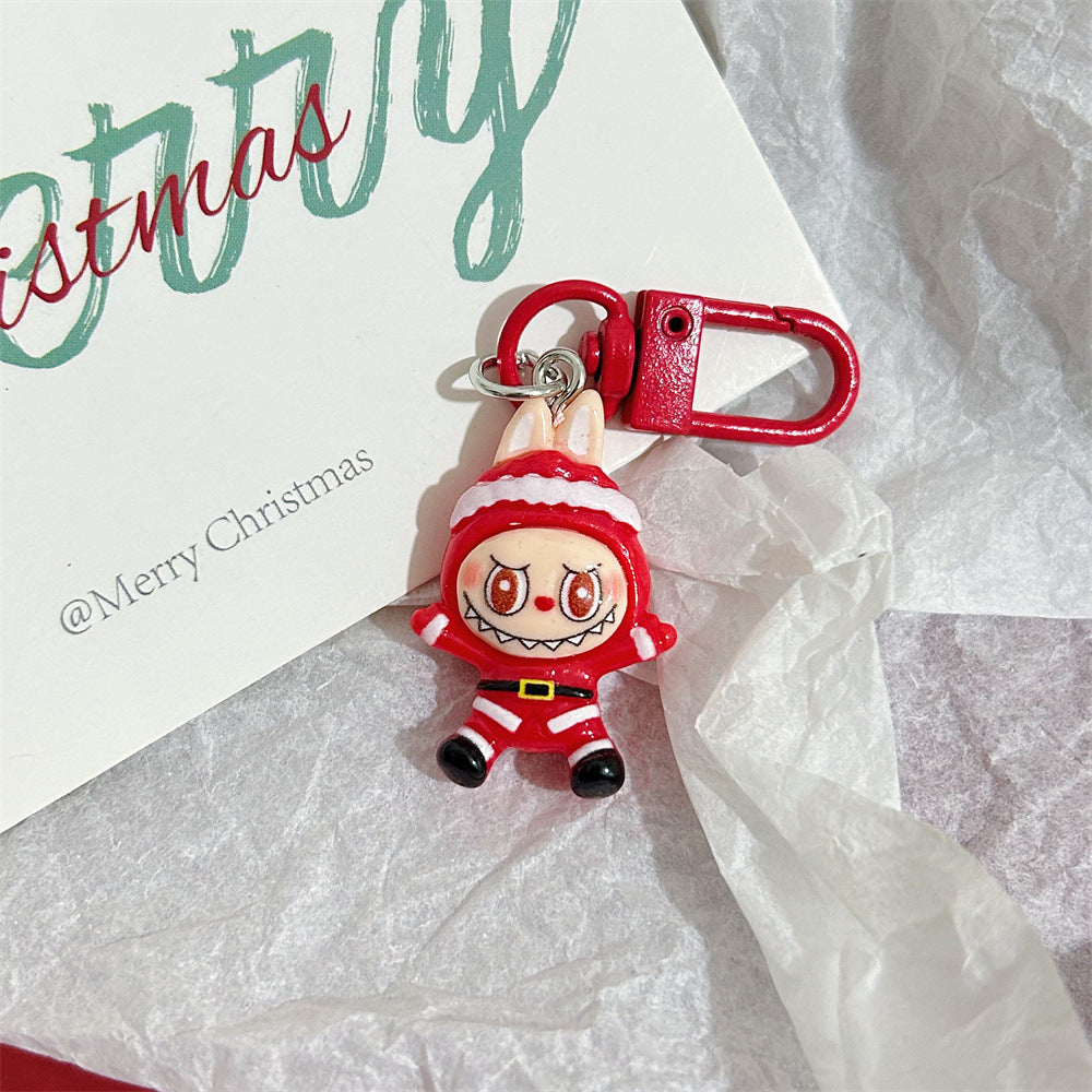 Christmas Labubu Keychain Cartoon Cute Girly Student Backpack Pendant Christmas Best Friend Gift Pendant