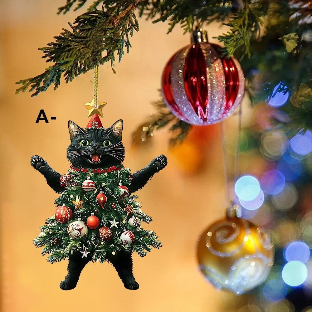 Christmas Tree Kitten Keychain Suitable for Keychains, Bags, Car Rearview Mirrors, Backpack Pendants
