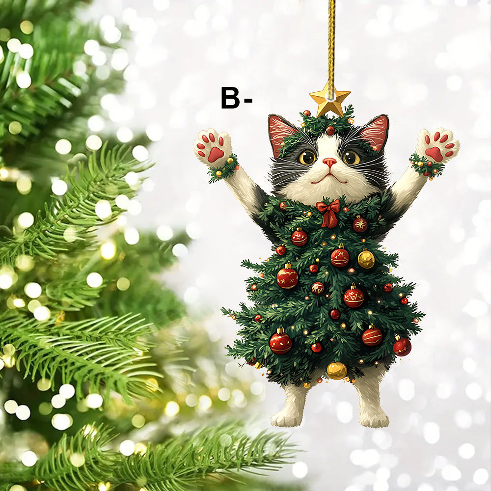 Christmas Tree Kitten Keychain Suitable for Keychains, Bags, Car Rearview Mirrors, Backpack Pendants