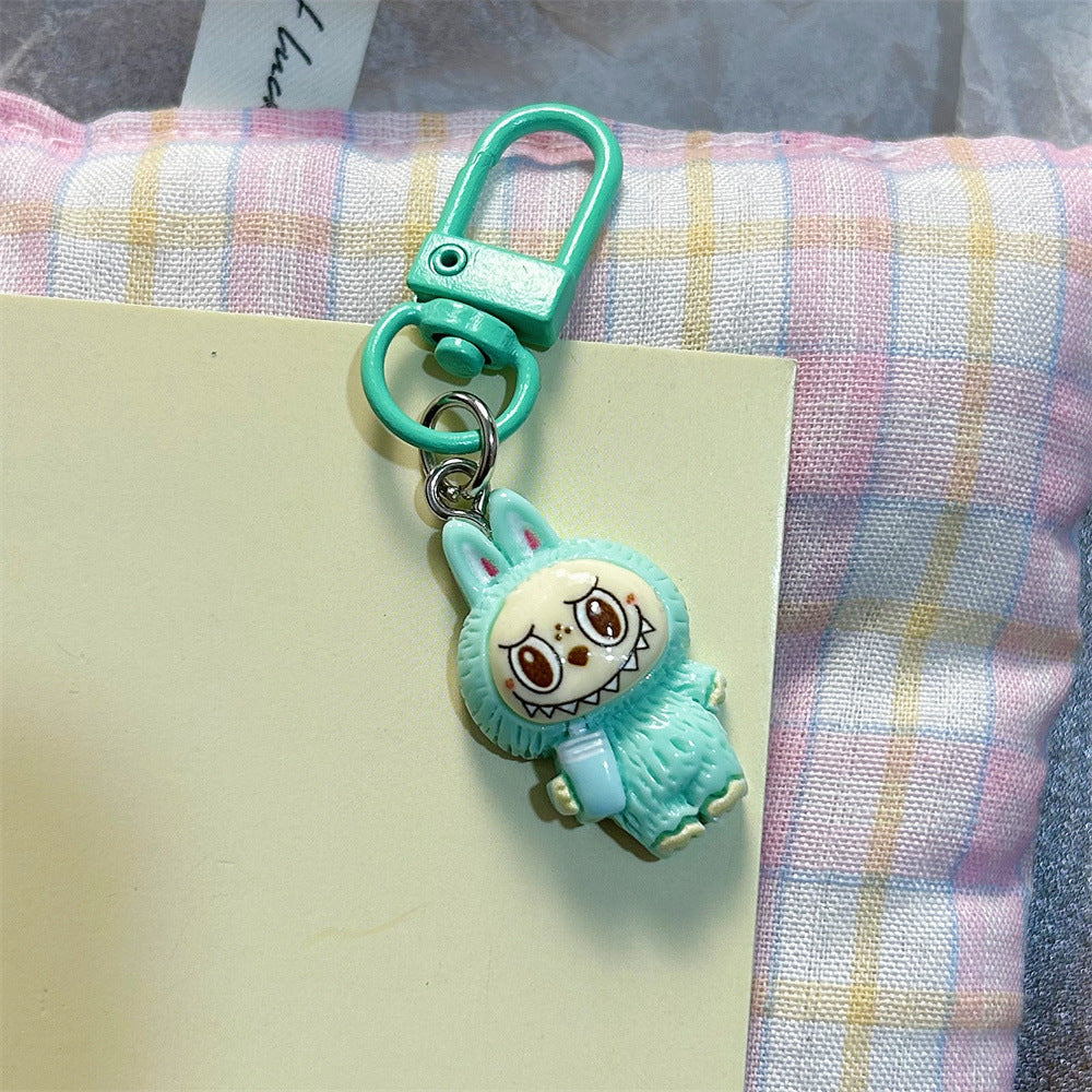 Labubu Milk Tea Cup Labubu Keychain Cute Girly Heart Colorful Student Backpack Cartoon Plush Pendant