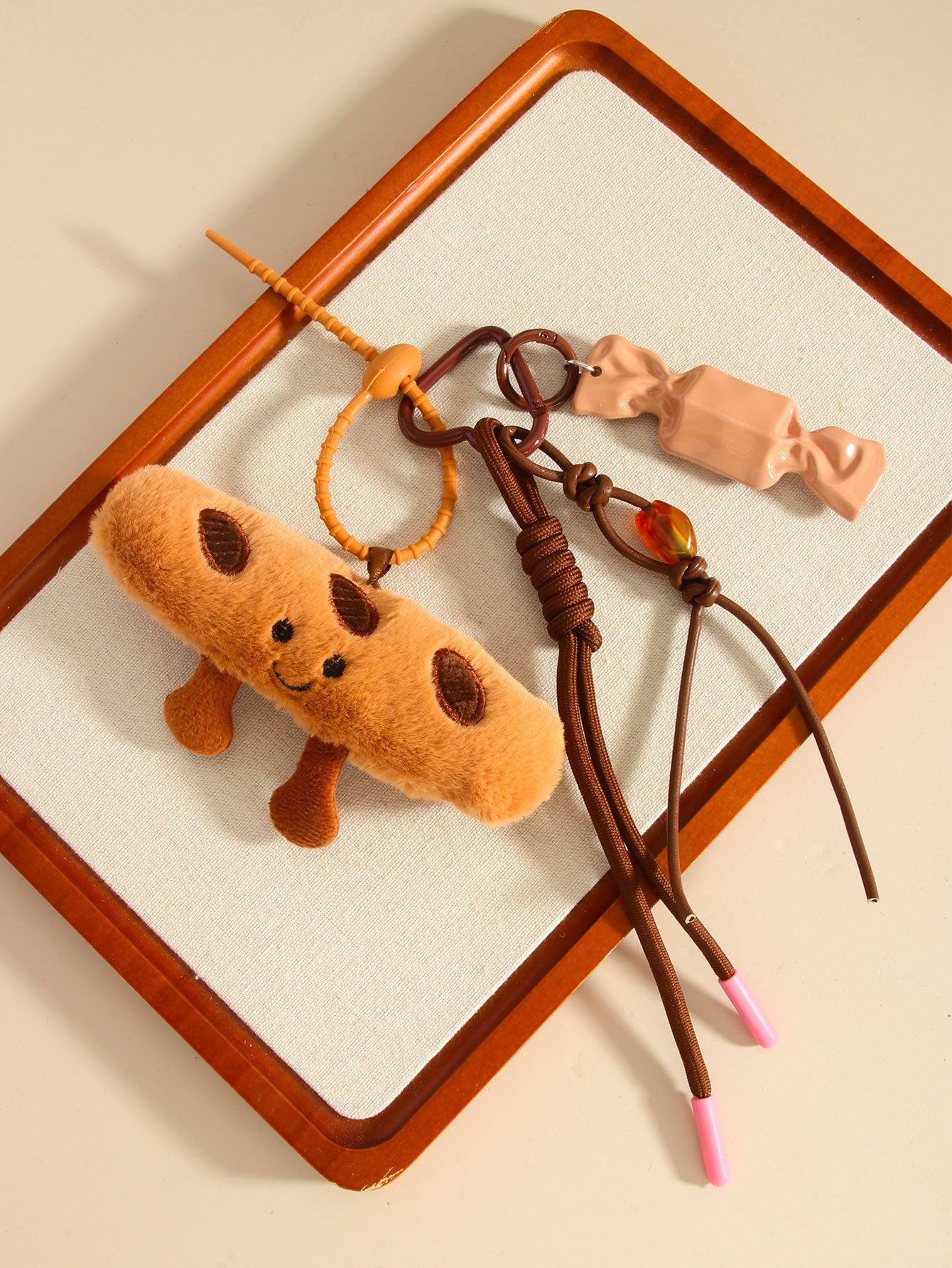 Baguette Croissant Bag Pendant Doll Keychain