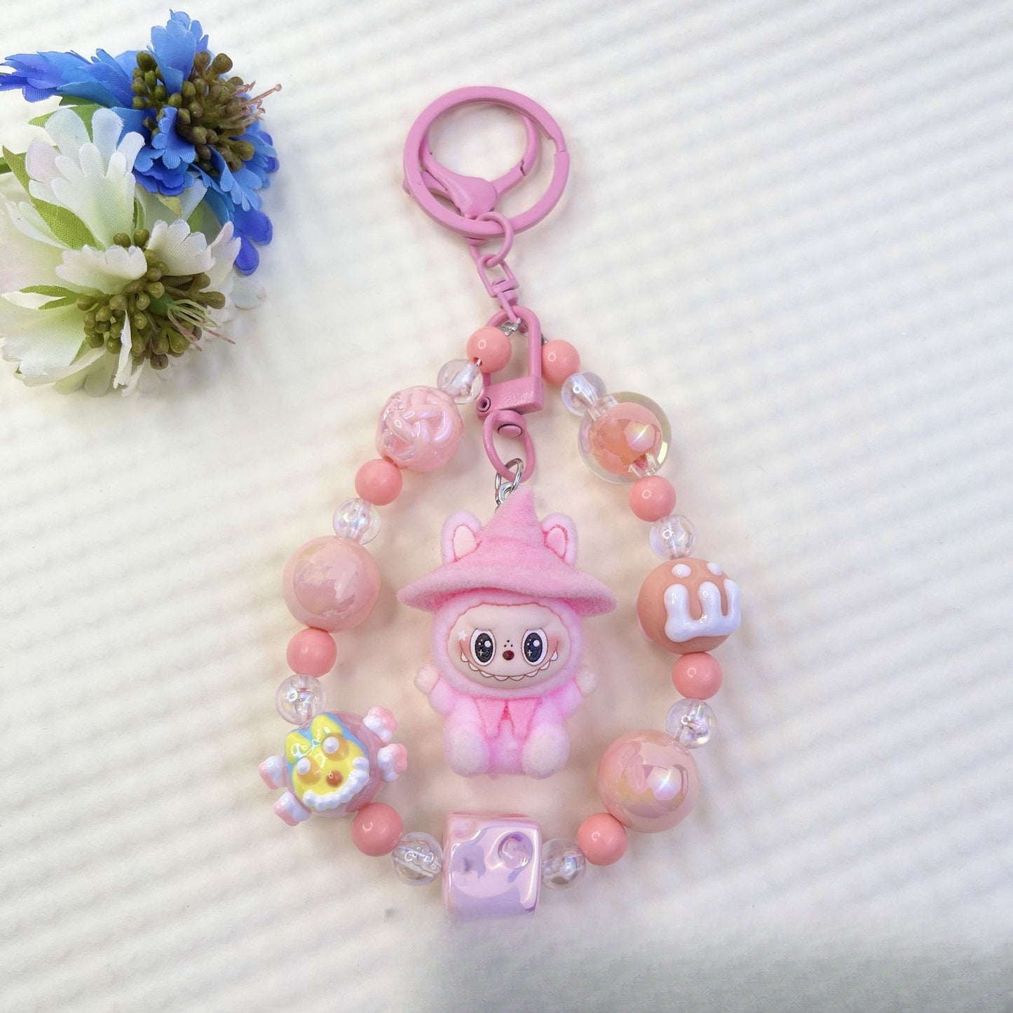 New Flocked Wizard Labubu Hot-Selling Cute Particle Phone Chain Keychain Bag Plush Pendant Accessories Wholesale