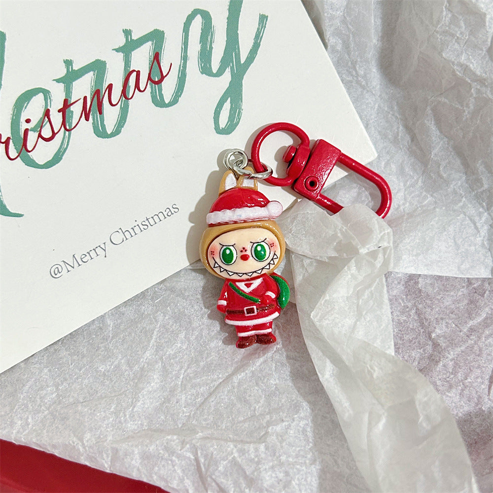 Christmas Labubu Keychain Cartoon Cute Girly Student Backpack Pendant Christmas Best Friend Gift Pendant