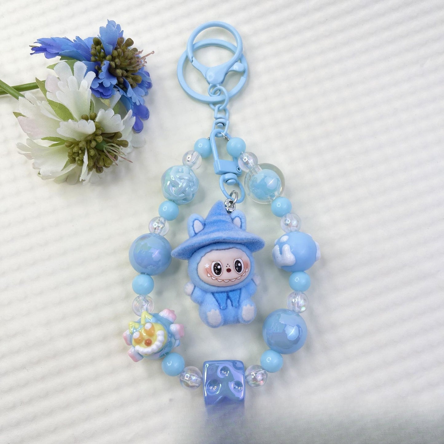 New Flocked Wizard Labubu Hot-Selling Cute Particle Phone Chain Keychain Bag Plush Pendant Accessories Wholesale