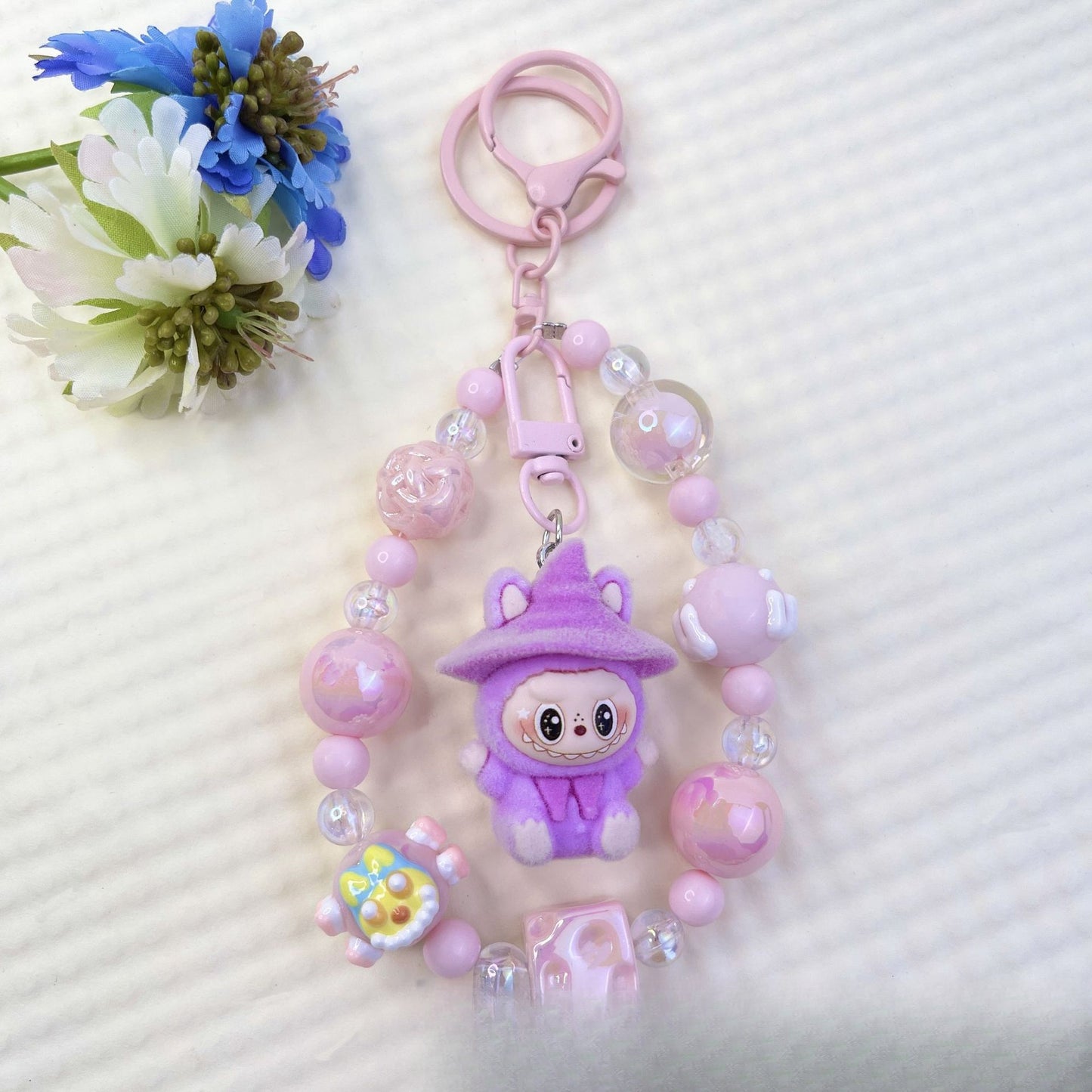 New Flocked Wizard Labubu Hot-Selling Cute Particle Phone Chain Keychain Bag Plush Pendant Accessories Wholesale