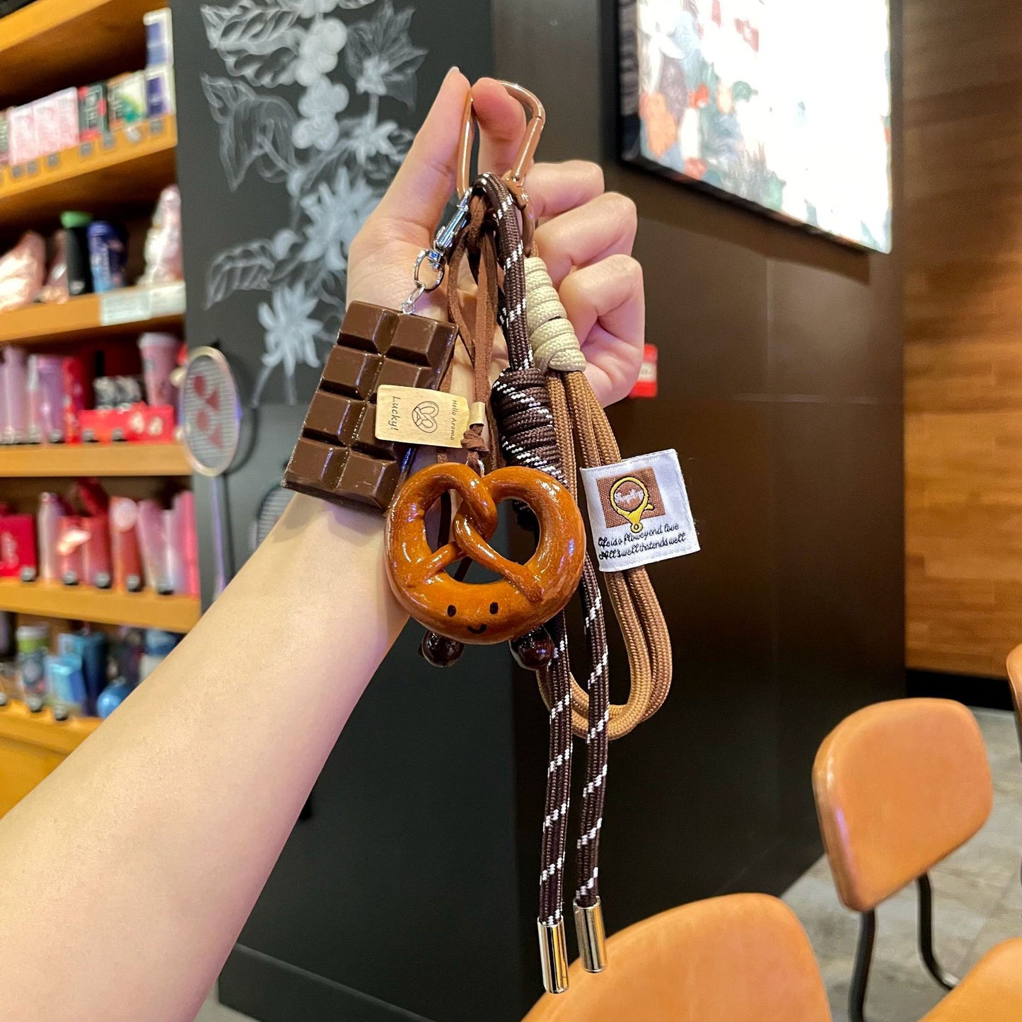 Alkaline water bread keychain cute bread pendant decoration