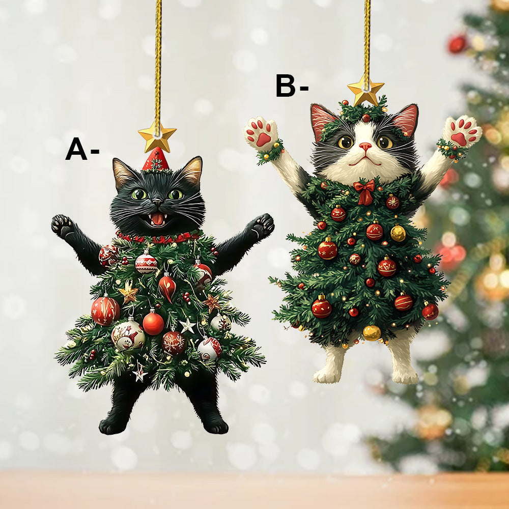 Christmas Tree Kitten Keychain Suitable for Keychains, Bags, Car Rearview Mirrors, Backpack Pendants