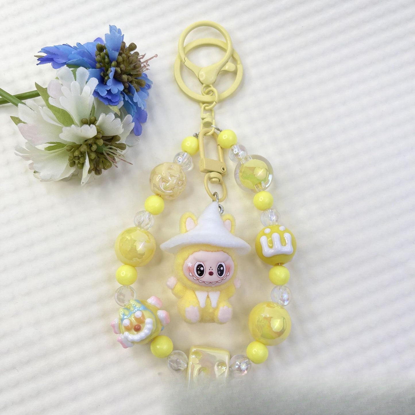 New Flocked Wizard Labubu Hot-Selling Cute Particle Phone Chain Keychain Bag Plush Pendant Accessories Wholesale