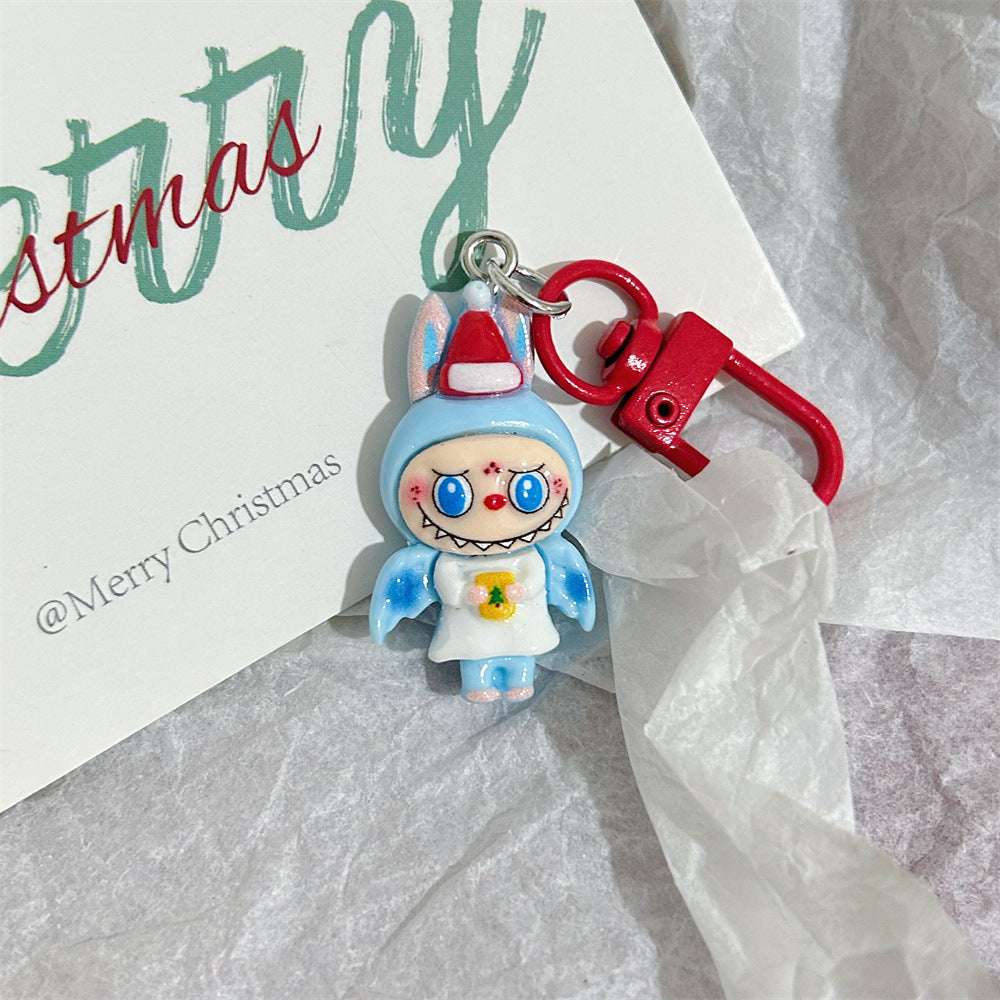 Christmas Labubu Keychain Cartoon Cute Girly Student Backpack Pendant Christmas Best Friend Gift Pendant