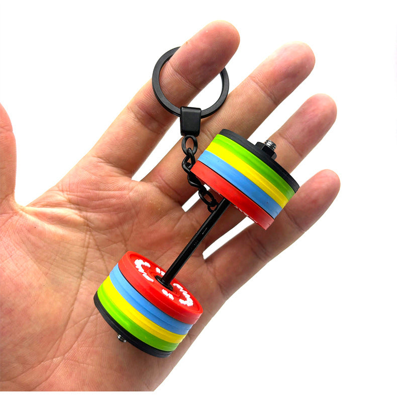 PVC detachable barbell plate mini keychain Metal barbell keychain