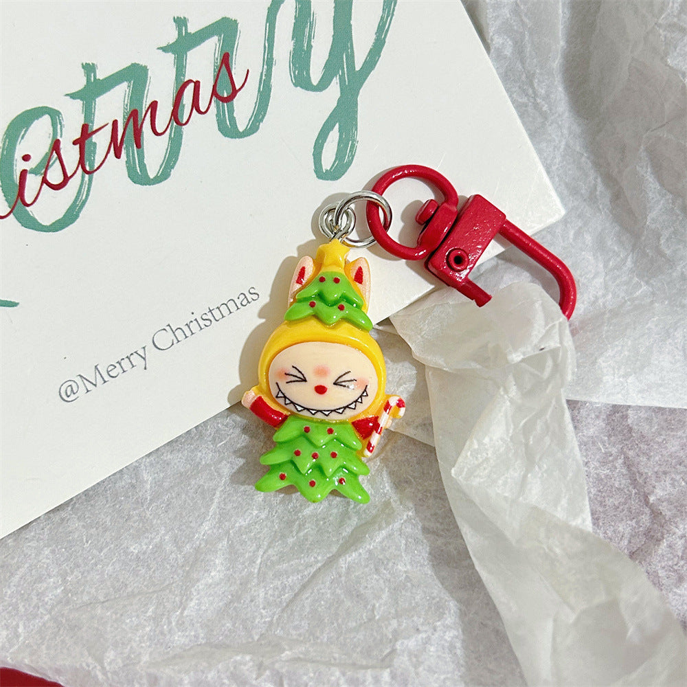 Christmas Labubu Keychain Cartoon Cute Girly Student Backpack Pendant Christmas Best Friend Gift Pendant