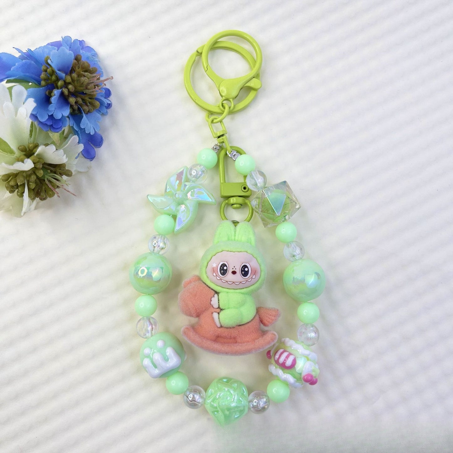 New Flocked Wizard Labubu Hot-Selling Cute Particle Phone Chain Keychain Bag Plush Pendant Accessories Wholesale