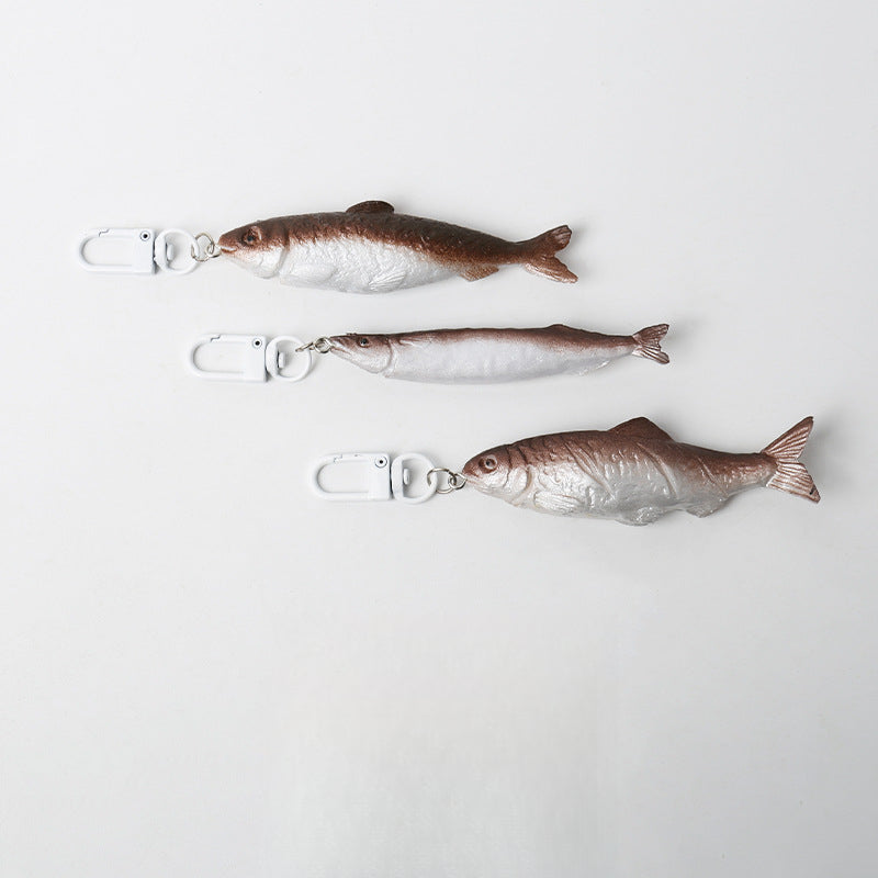 Quirky Realistic Salted Fish Keychain Backpack Pendant Ornament Personality Lifelike Japanese Style Fun Accessory