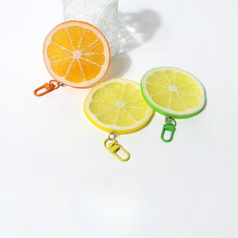 Fun Cartoon Realistic Fruit Lemon Slice Pendant Versatile Simple Creative Keychain Backpack Bag Accessory Hanging Ornament