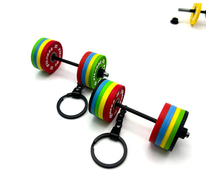 PVC detachable barbell plate mini keychain Metal barbell keychain