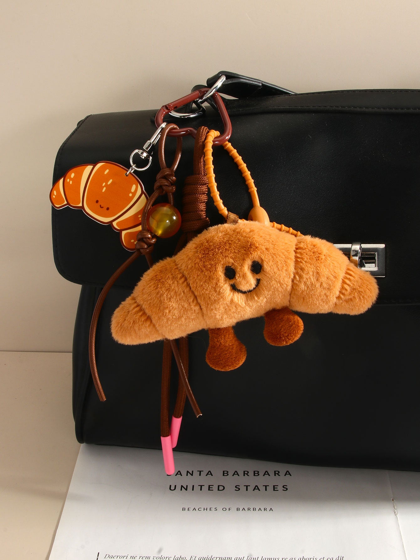 Baguette Croissant Bag Pendant Doll Keychain