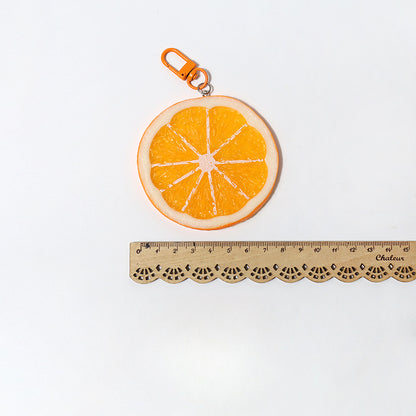 Fun Cartoon Realistic Fruit Lemon Slice Pendant Versatile Simple Creative Keychain Backpack Bag Accessory Hanging Ornament