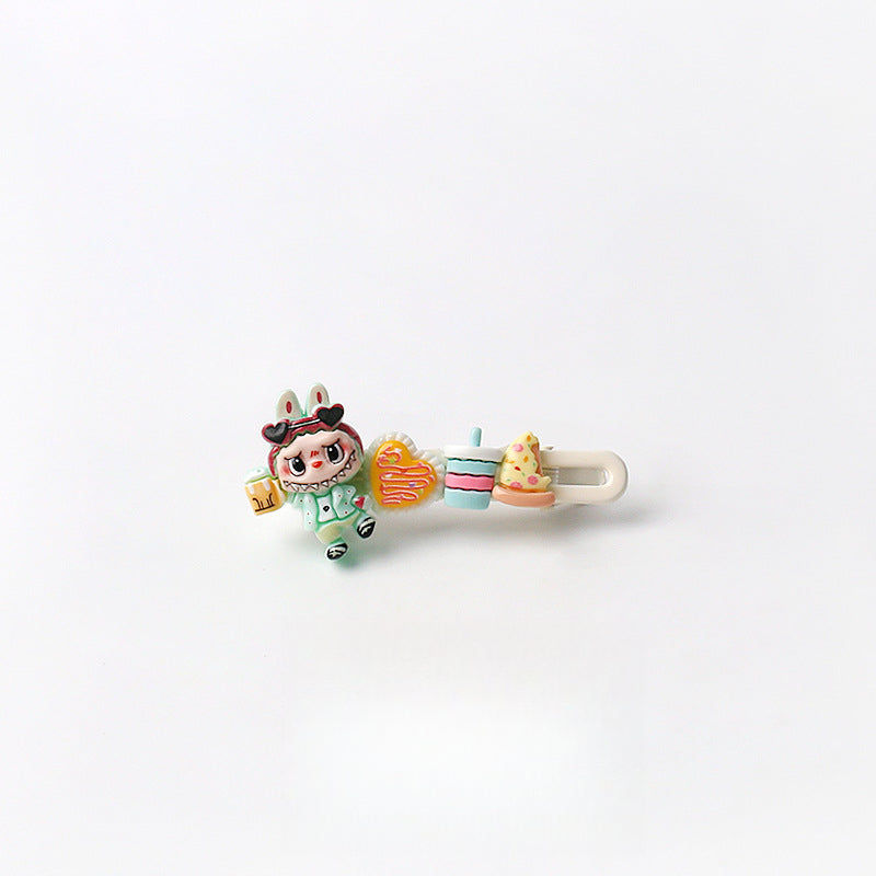 Cute Artistic Sports labubu Hair Clip Cartoon Bangs Clip Girl's Side Clip Hair Accessory