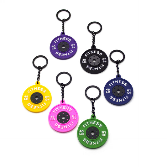 Creative Design Cute Keychain Fitness Series Barbell Dumbbell Plate Pendant Backpack Decoration Keychain