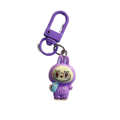 Labubu Milk Tea Cup Labubu Keychain Cute Girly Heart Colorful Student Backpack Cartoon Plush Pendant