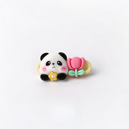 Cute Adorable Panda Flower Hair Clip Simple Bangs Clip Original Broken Hair Clip Cartoon Student Side Clip Hair Accessory