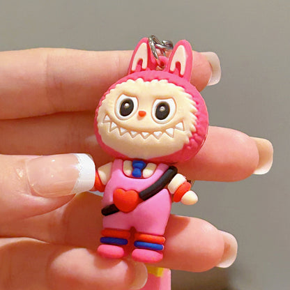 Heart-shaped Labubu Plush Keychain Plush Backpack Pendant Couple Pendant