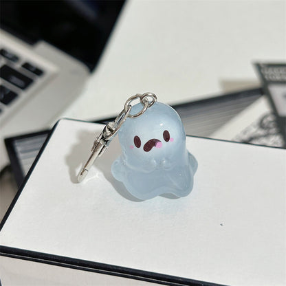 Creative Cute Glow-in-the-Dark Little Ghost Keychain Funny 3D Halloween Doll Backpack Pendant Ins Accessories