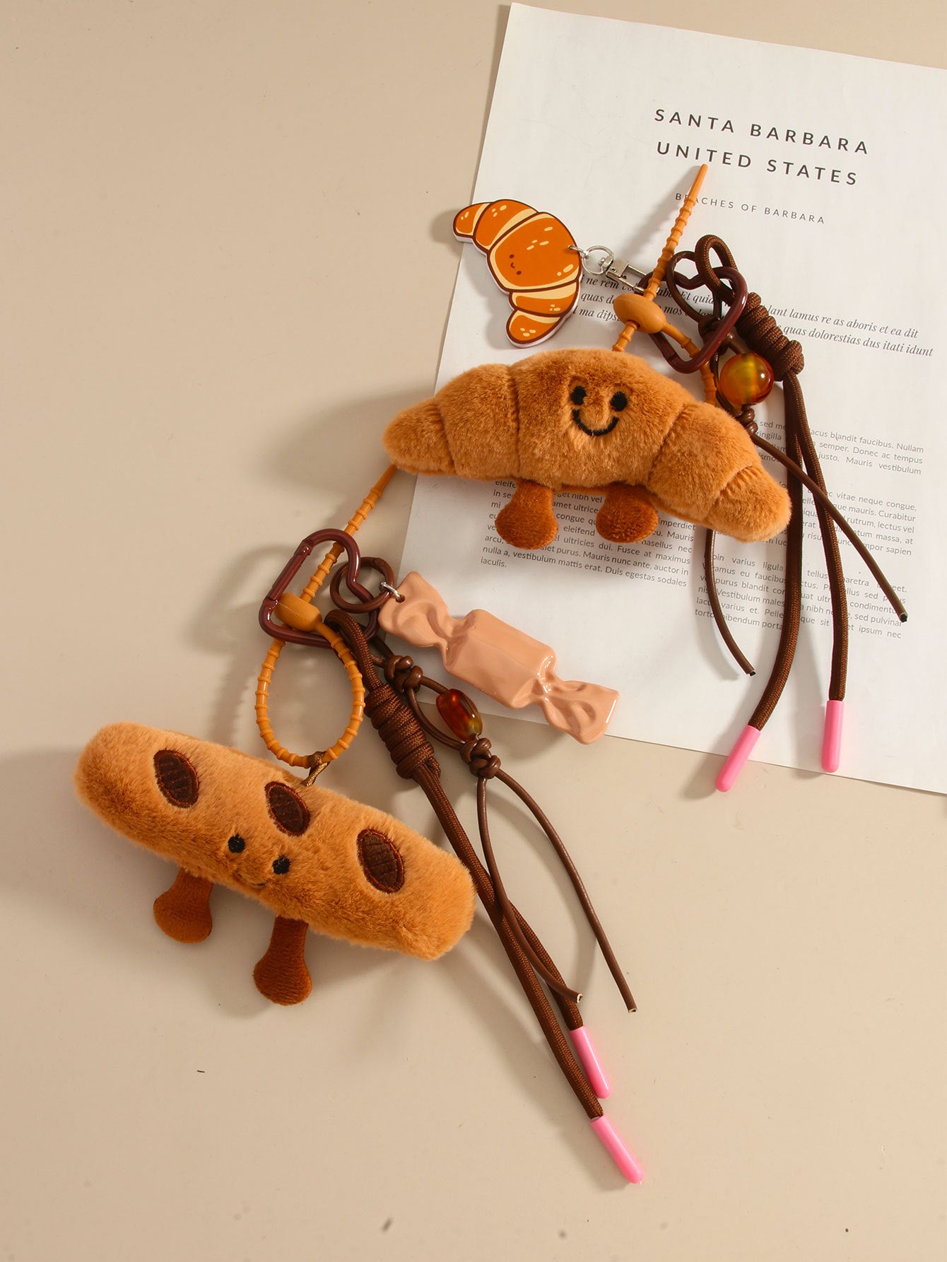 Baguette Croissant Bag Pendant Doll Keychain