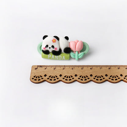 Cute Adorable Panda Flower Hair Clip Simple Bangs Clip Original Broken Hair Clip Cartoon Student Side Clip Hair Accessory