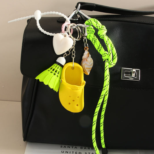 Mini Slipper Keychain Small Hole Shoes Bag Pendant Phone Lanyard Starfish Bag Hanging Ornament