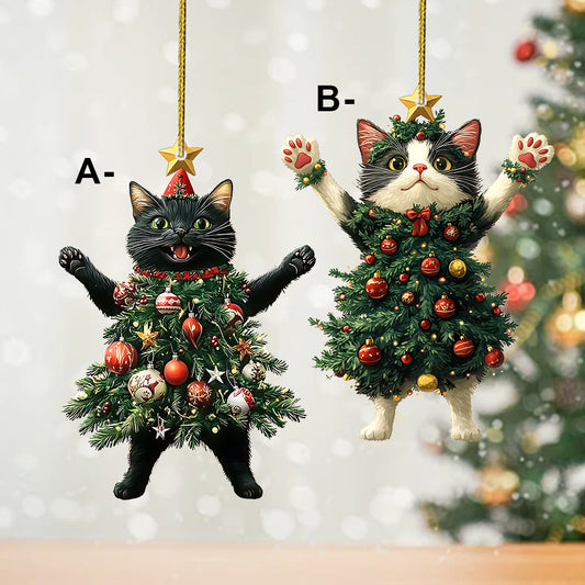 Christmas Tree Kitten Keychain Suitable for Keychains, Bags, Car Rearview Mirrors, Backpack Pendants