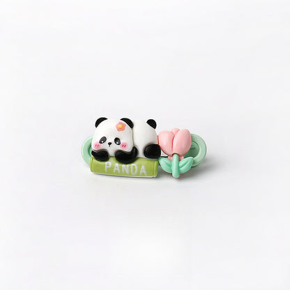 Cute Adorable Panda Flower Hair Clip Simple Bangs Clip Original Broken Hair Clip Cartoon Student Side Clip Hair Accessory