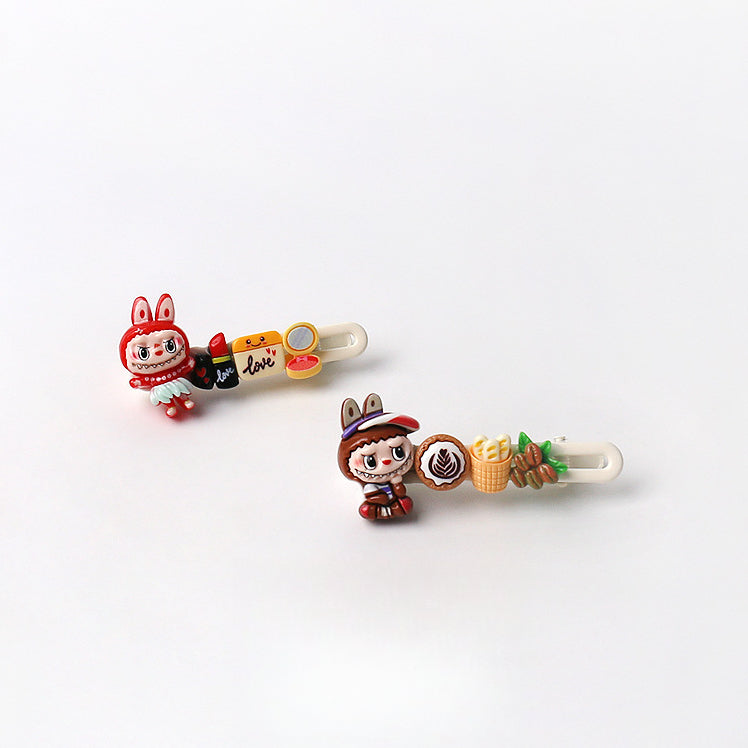 Cute Artistic Sports labubu Hair Clip Cartoon Bangs Clip Girl's Side Clip Hair Accessory